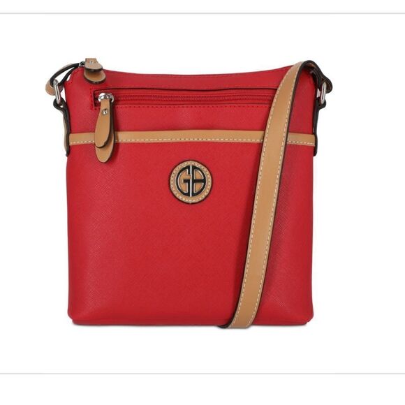 NWT Giani Bernini Saffiano North South Crossbody Red - Picture 1 of 4